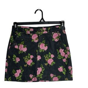 Wild Fable Dark Floral High Rise Corduroy Mini Skirt Sz 0 Fairy Grunge